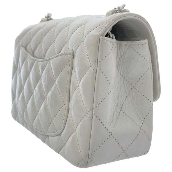 Chanel Flap White Mini Calfskin Bag Coco Mark - Picture 1 of 13